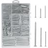 376Pcs Round Nails Woodworking Iron Nails Household Long Cement Wall Foreign Floor Nails Set with Plastic Box