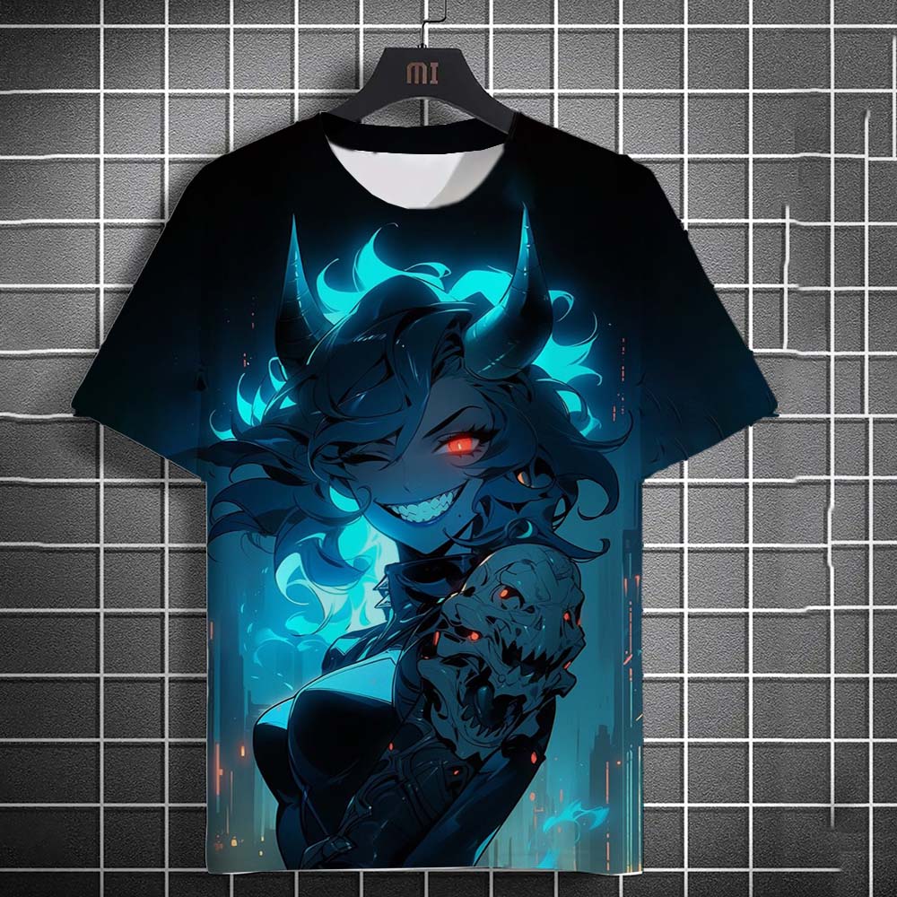 Cartoon Tattoo Girl Pattern Men's T-Shirt 3d Printed Oversized Sweatshirt For Men Bad Girl Harajuku Top Short Sleeve T Shirts