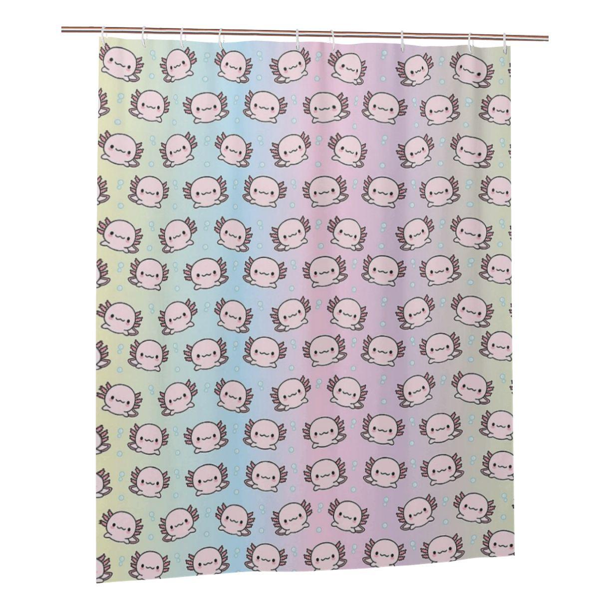 

Cute Axolotl Backpack Shower Curtain Bathroom Polyester Waterproof Bath Curtains With Hooks W60H190(CM)-1 Pcs