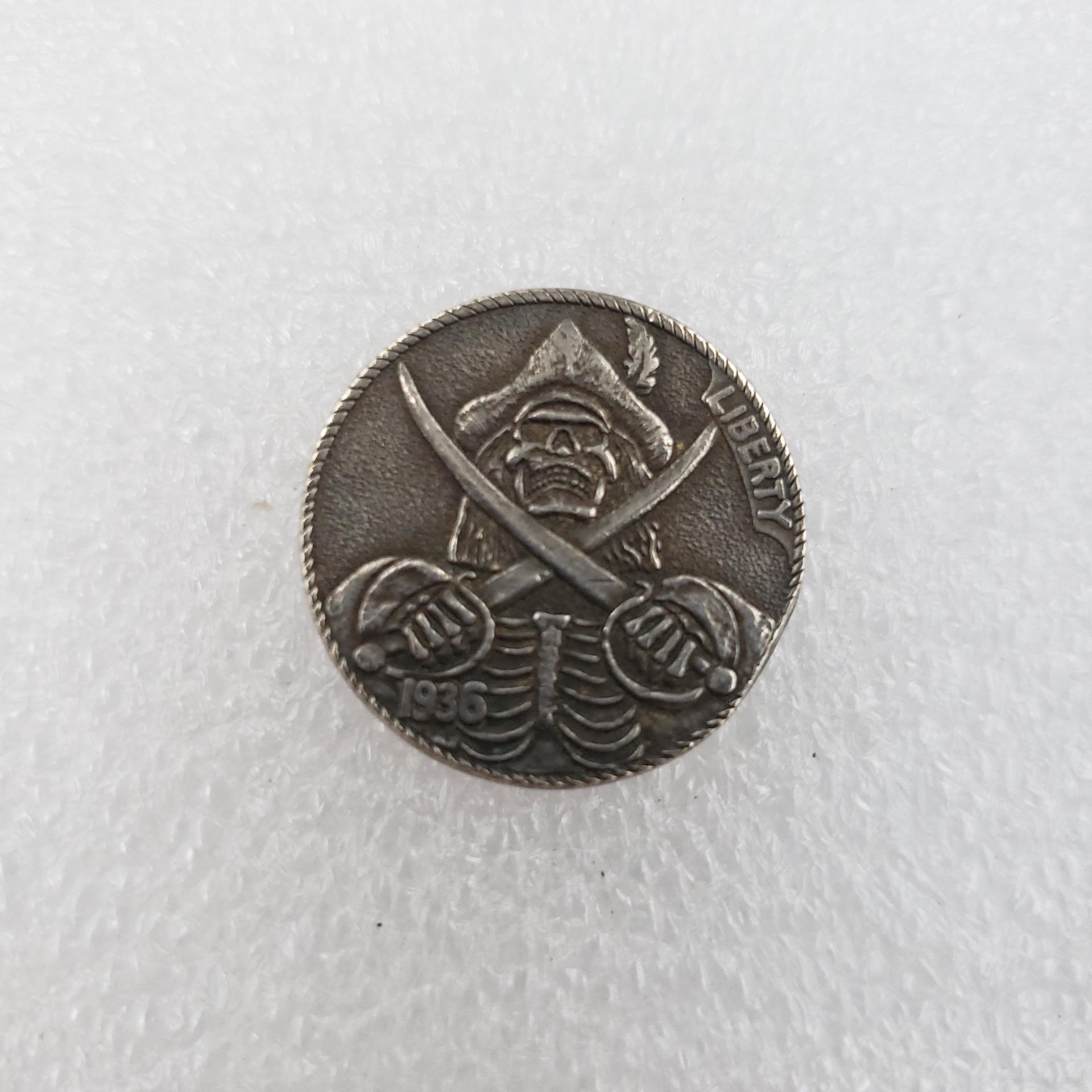 Antique Craft 1936 Wanderer Silver-Plated Buffalo Coin Replica, Commemorative Foreign Currency Coin #802. No