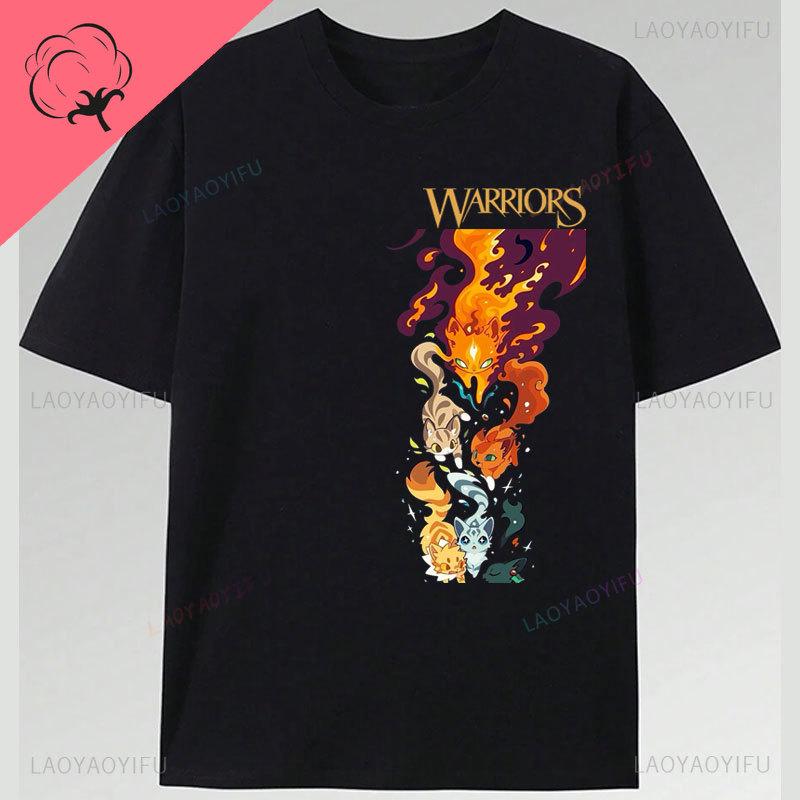 Warriors Cats Camisetas Cat Lover Tee Shoujo Girl Style Trendy Kawaii Cotton Popular Shirt Casual Summer Y2k Clothes Tops