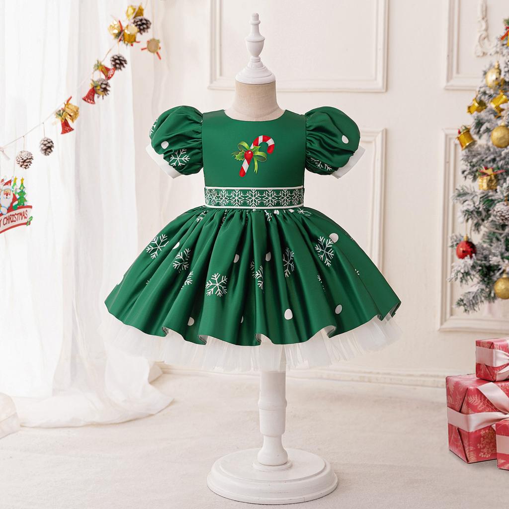 Girls Dress Santa Claus Snowflake Skirt Children's Skirt Cartoon Princess Dress Christmas Costumes