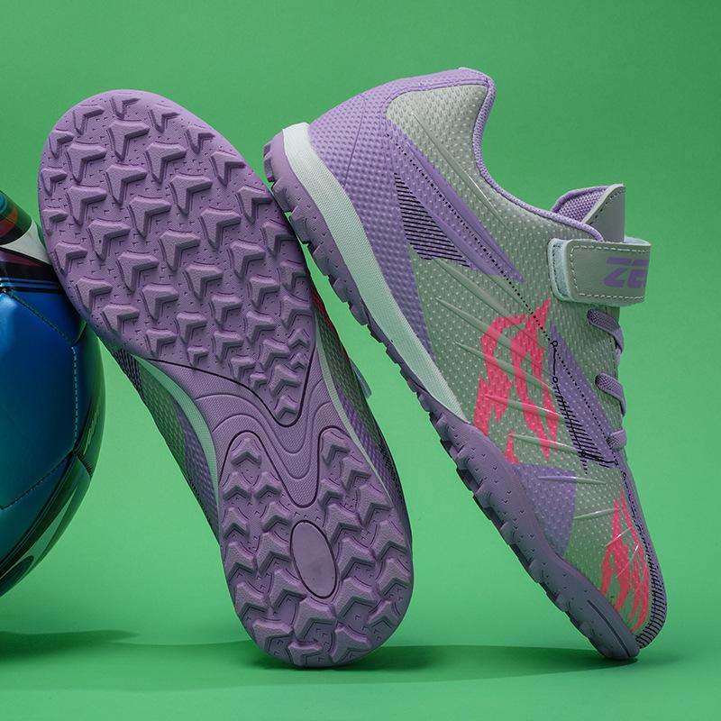 

Детские футбольные бутсы на липучке для мальчиков и девочек, tf сороконожки для искусственного газона, нескользящие подростковые студенческие тренировочные бутсы 39