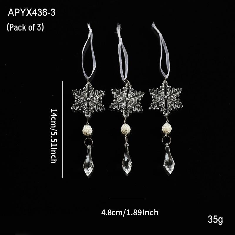 Clear Acrylic Snowflake & Icicle Ornament Set for Christmas Trees - Multiple Pack Available