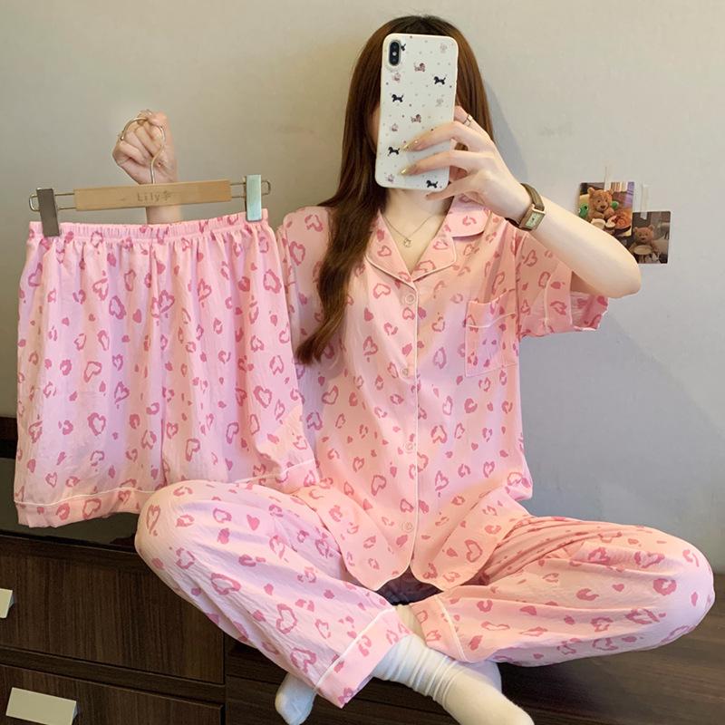 Cloud Cotton Cartoon Pony Pajamas: Women's 2026 Summer Three-Piece Set, Short Sleeve, Fun & Cute Homewear