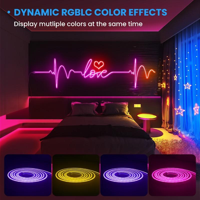 45M/150FT RGB Neon Led strip Lights 12-24V Silicone Neon Rope Light with Music Sync RGBIC Dreamcolor Chasing Strip Tape for Room