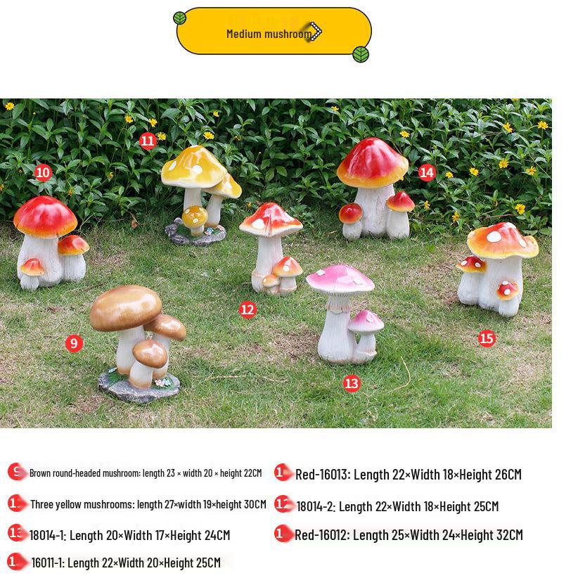 Resin Mushroom Ornaments for Outdoor Garden and Lawn Decor