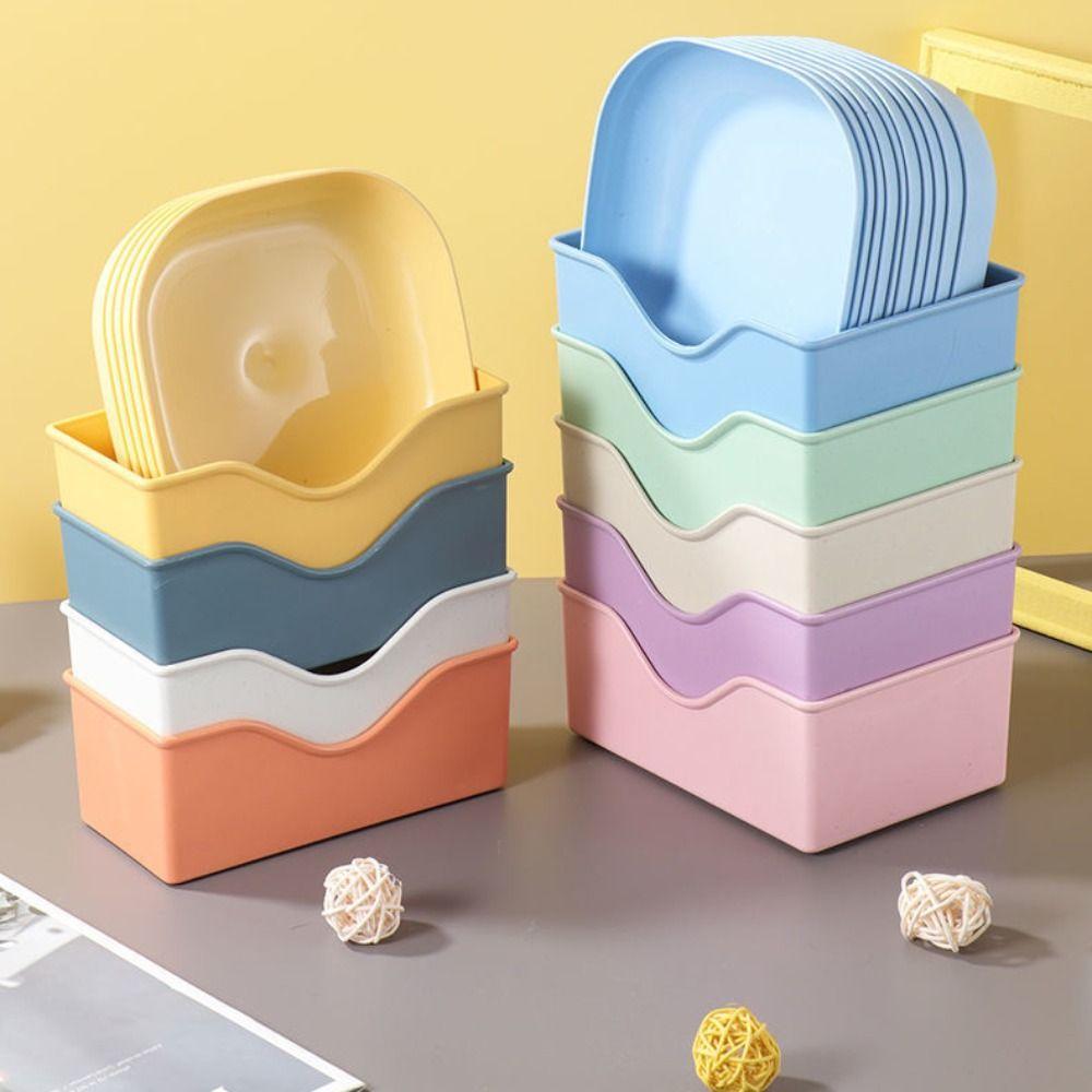 10PCS Random Color Multifunctional Dish Multicolor Snack Dish Candy Plate  Home Kitchen