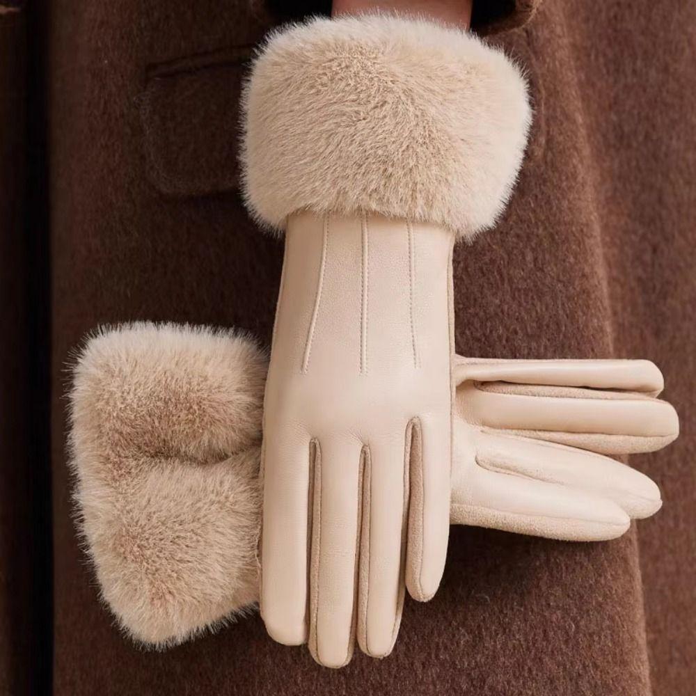 Solid Color Female Touchscreen Gloves Thermal Lined Women's Winter Thermal Gloves Party Events