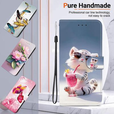 3D Abstract Art Painting Flower Animals Leather Phone Wallet Case Book Stand For Honor 200 Moto G15 Oppo A3 Realme C67 Magnetic Card Slot Flip Cover