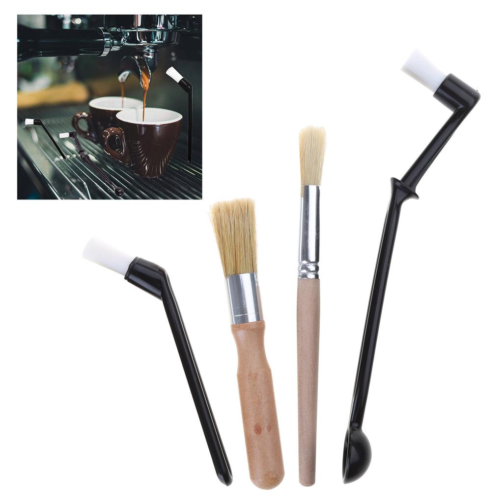 4pcs Coffee Brush Set Espresso Brush Kit Include Wooden Coffee Grinder Machine Cleaning Brush and Nylon Espresso Brush