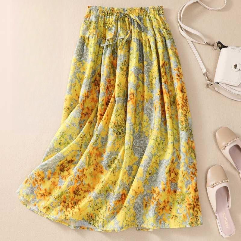 Literarisk trykk midiskjørt Dame A-linjeversjon Snøreskjørt