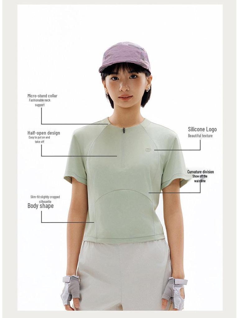 Women's Quick-Dry Sun Protection Yoga Top - Short Sleeve Breathable Moisture-Wicking T-Shirt for Summer