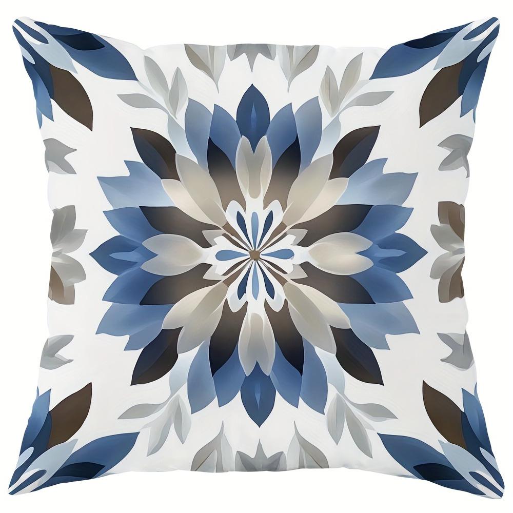 Blue - Toned Floral Elegance PillowcasesLiving Room Sofa Cushion Cover, Soft and Comfortable, Bedroom Room Decoration