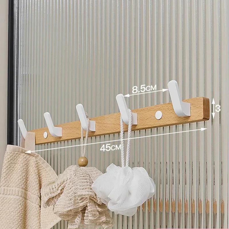 Bathroom Pendant Towel Holder Shower Rack Solid Wood Bathroom Shelf Shampoo Shower Gel Corner Holder Towel Bar Mobile Phone Rack