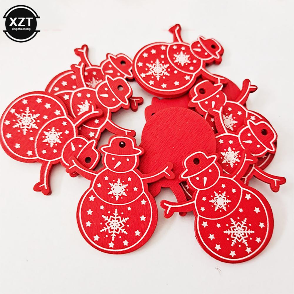 10PCs 5cm Wooden Christmas Ornaments Kids Toys For Chirstmas Tree Hanging Pendants Xmas DIY Decoration For Home Party New Year