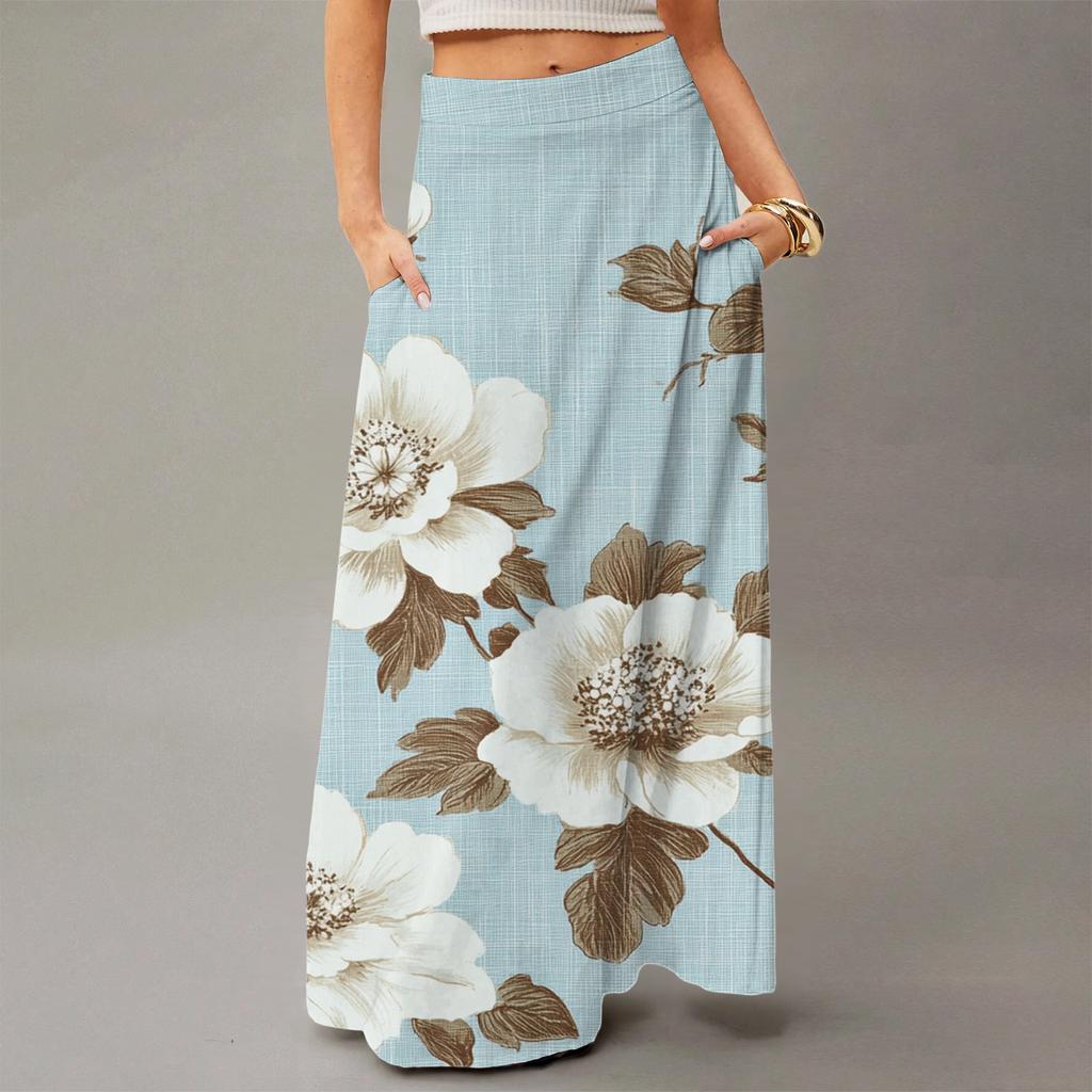 Women's Flowy Maxi Dress Regular Casual Floral Print Summer Bohemian Skirt