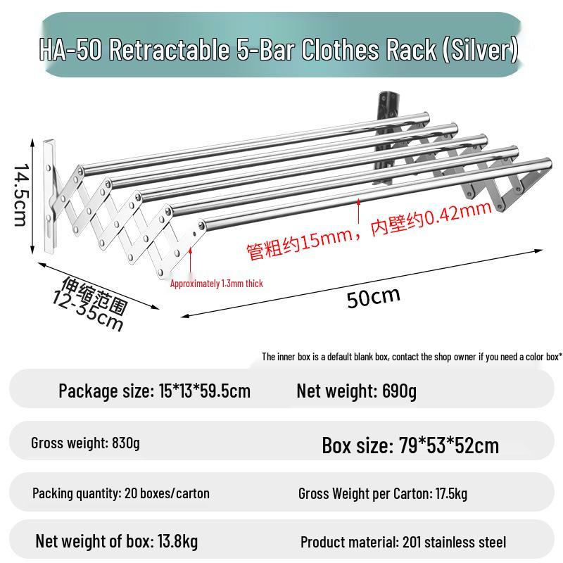 Zusammenklappbarer Teleskop-Handtuchhalter aus Edelstahl: Badezimmer- & Balkon-Wäschetrockner