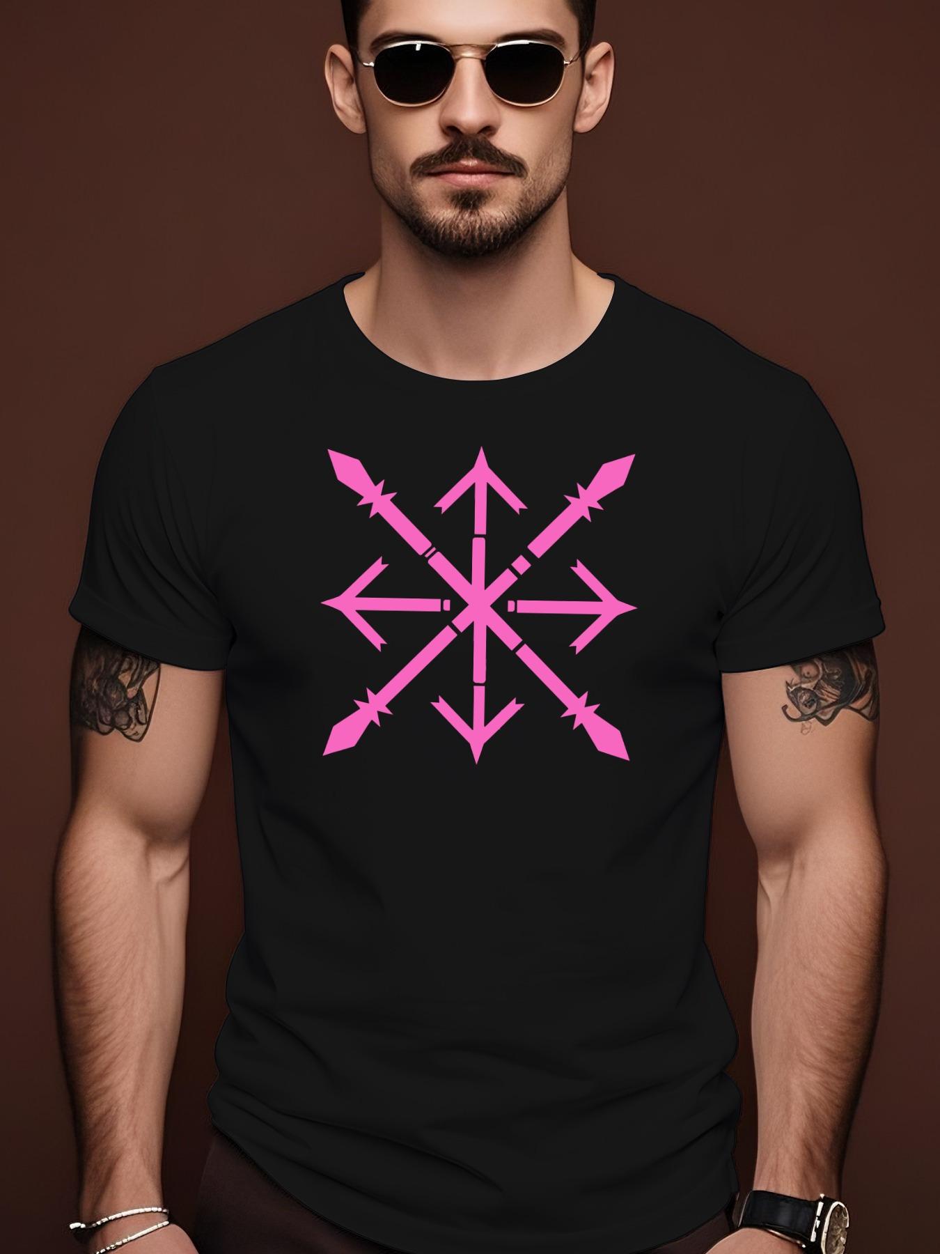 Short Sleeve Tshirt with Bold Pink Arrow Graphic - Summer... L