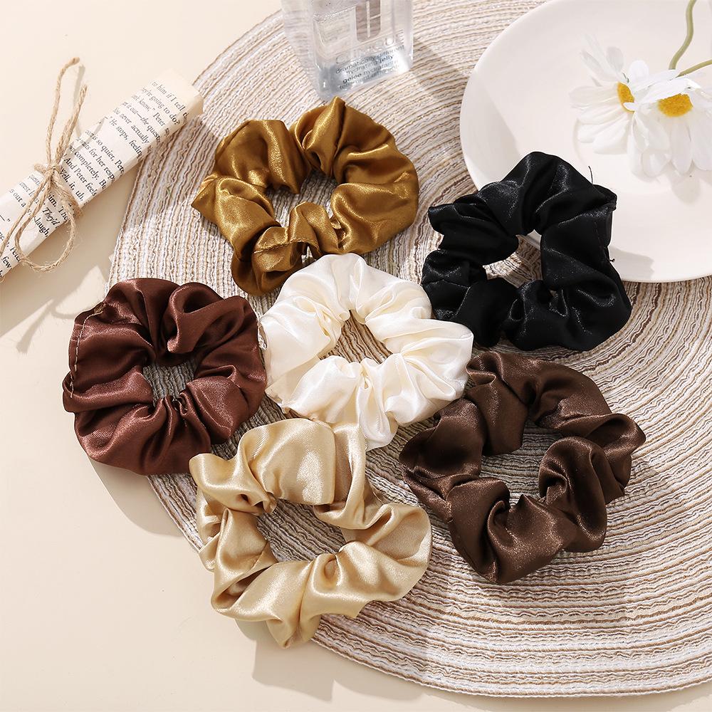 

Silk Satin Retro French Scrunchie - Large Solid Color Hair Accessory for Women
