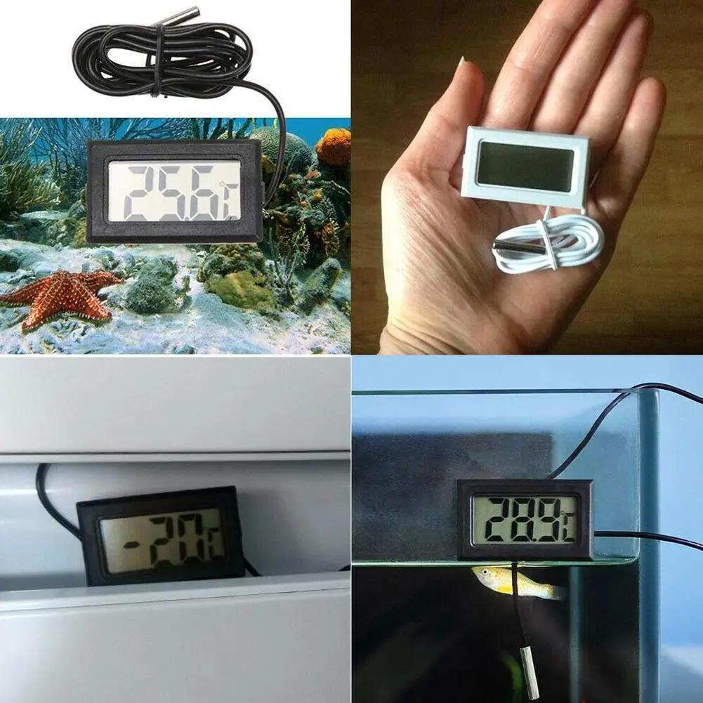 1pc Mini Digital LCD Thermometer With Probe Indoor Convenient Temperature Sensor For Aquarium Fish Tank Home Fridge Thermometer