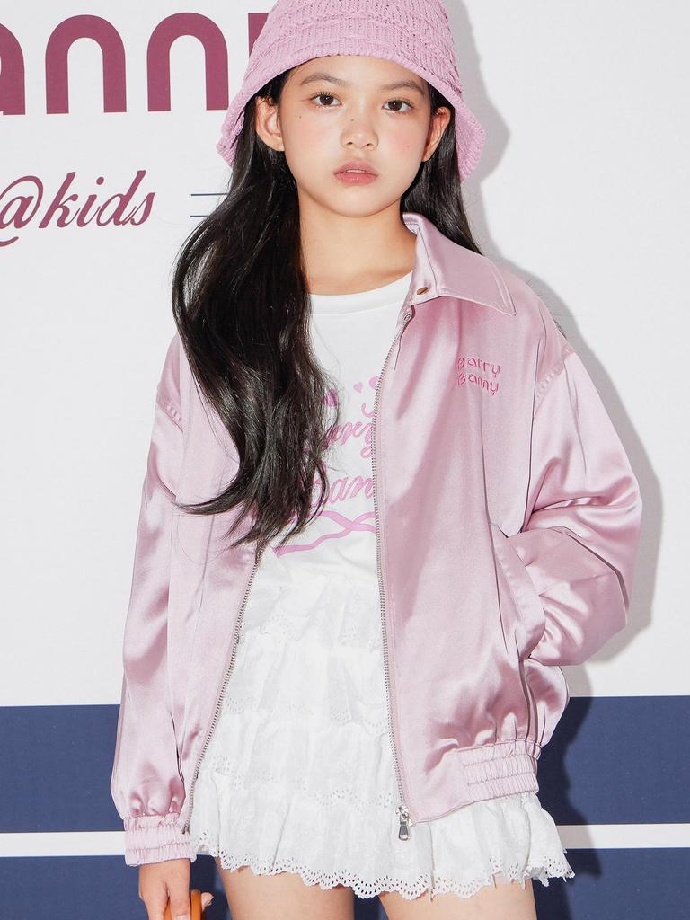 Barry Banny Outerwear for Long Retro High Size 140 Kids' Jacket/Coat, Girls, Fall/Winter, Sleeve, Zippered, Lightweight, Casual, Satin, School,