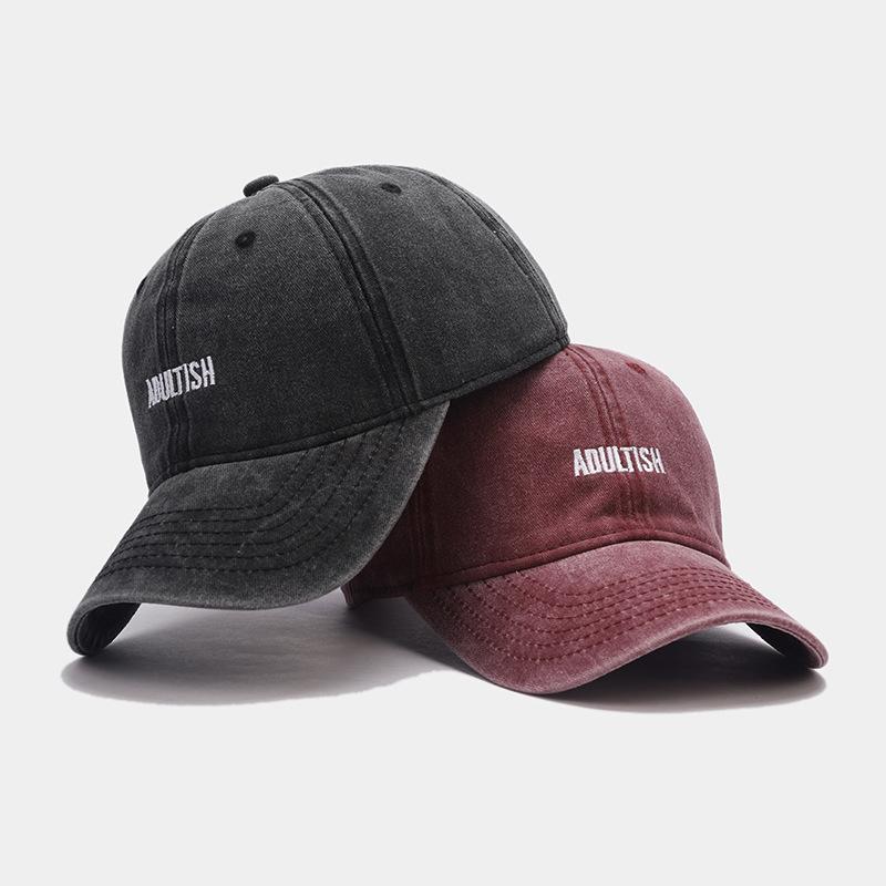 Spring new letter embroidered baseball cap men's washed old soft top cap women's trendy casual versatile sun hat