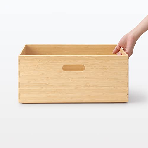 MUJI Stapelbare rechteckige Bambus-Aufbewahrungsbox, Mittel, 37 cm B x 26 cm T x 16,5 cm H, Produktnummer 12047308, Geeignet für die Aufbewahrung von Kleidung
