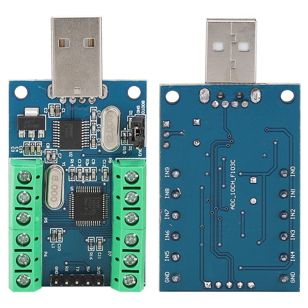 USB Interface 10 Channel 12Bit AD Sampling Data Acquisition STM32 UART Communication ADC Module
