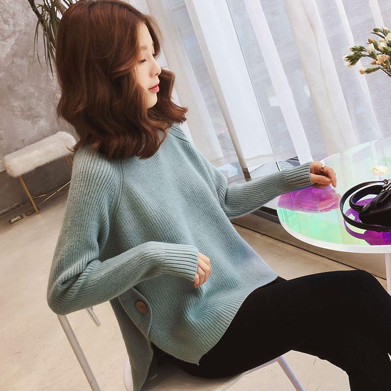 Women's Korean Style Long Sleeve Knit Sweater - Half High Collar, Loose, Thickened, Perfect for Autumn/Winter.