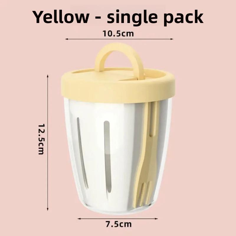 Fruit Cup - Portable, with Water-draining Feature, Comes with A Fork. Breakfast Salad Cup. Take-away for Outdoor Picnic. Fruit Cup Made of Oatmeal.