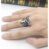 Adjustable Sterling Goat Head Pentagram Ring Men Women Vintage Punk Statement Jewelry