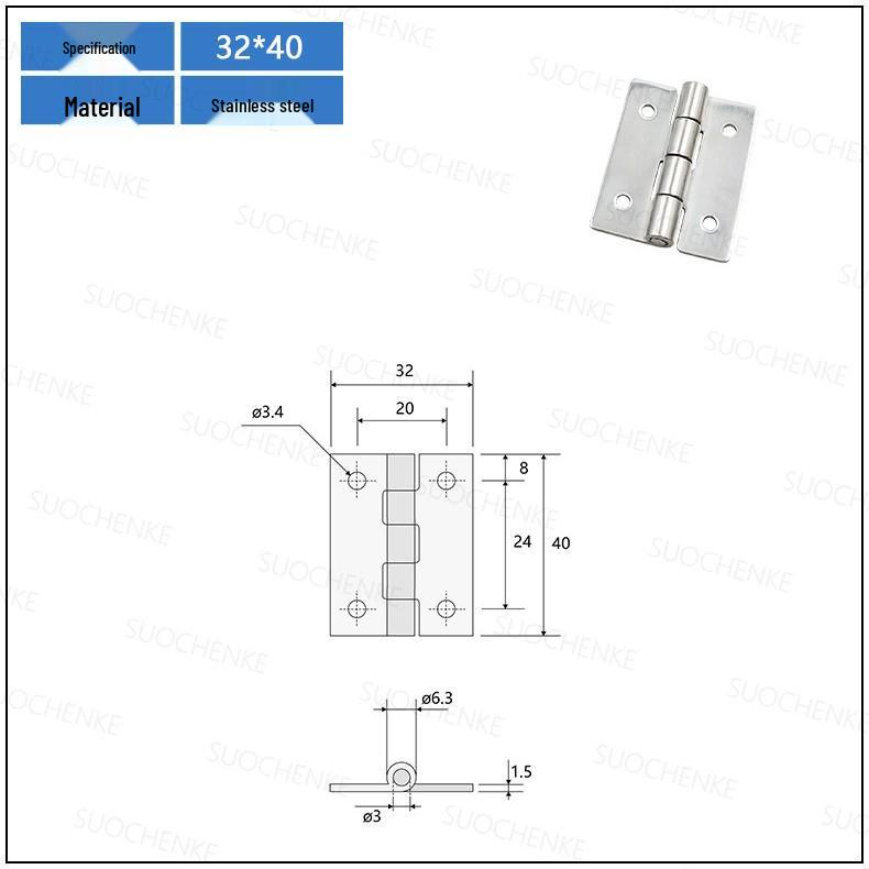 304 Stainless Steel Industrial Butterfly Hinge HHKS25/40/50/65/100 - Narrow Continuous Folding Hinge