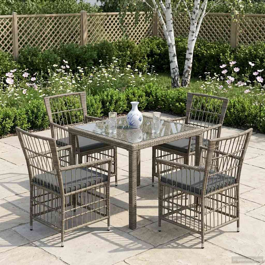 Garden Chairs 4 pcs Grey Poly Rattan