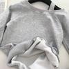 Kids' Solid Color Off-Shoulder Terry Cloth Hoodie - Casual Long Sleeve Autumn Mid-Length Loose Top.