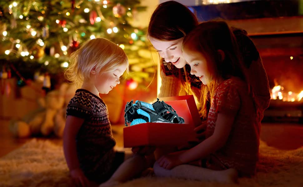 Maßstab RC Jeep Stunt Car mit Seitenfernbedienung Groß für Grundschulgeschenk 2,4 GHz 1/20 Offroad Lichter, Steuerung, Reifen, Anfänger, Jungen, Schüler,