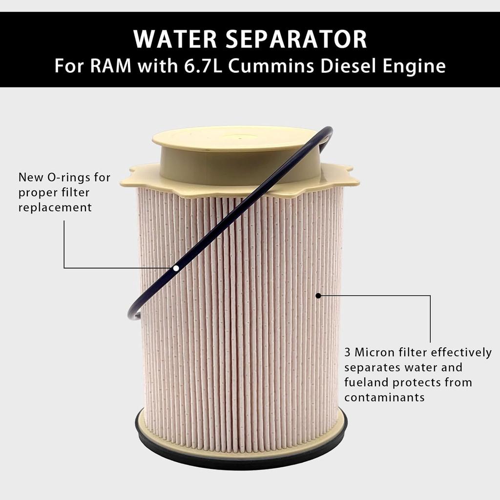 6.7L Fuel Filter Water Separator 68157291AA for 2010-2022 Ram 2500 3500 4500 5500 6.7 Turbo Diesel Engines Replacement for Ram 6.7L L6 Cummins Diesel