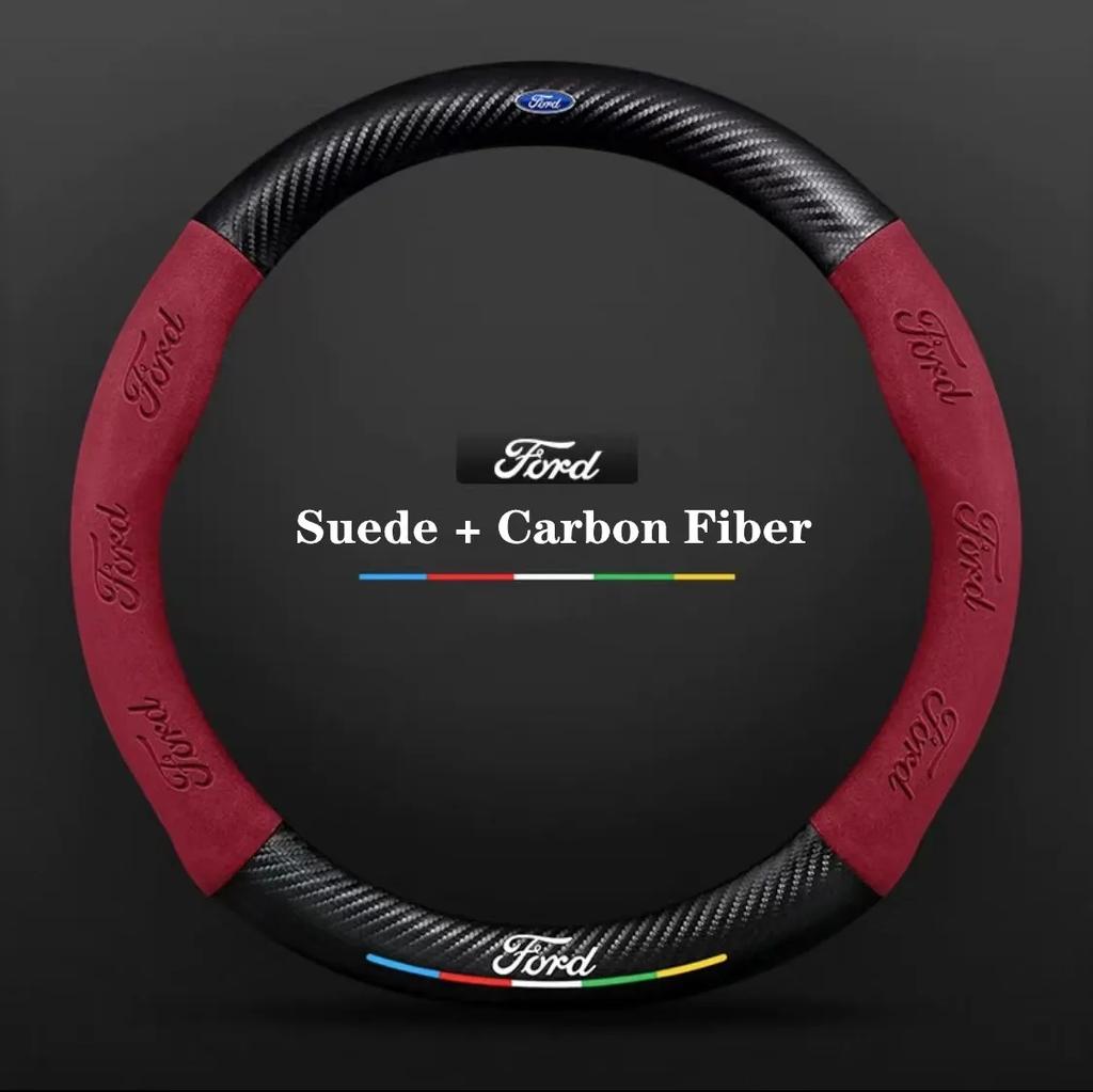 DIPE4 Ford ST EXPLORER EDGE Fiesta Focus Mondeo F150 Fusion Mustang Kuga Ranger Car Anti-Slip Suede Carbon Fiber Steering Wheel Cover