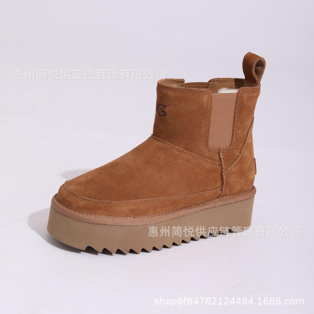 

Henan Sangpo новые зимние ботинки Chelsea с толстой подошвой, женские ботинки из флиса и утолщенной кожи с хлопком 35 малиновый