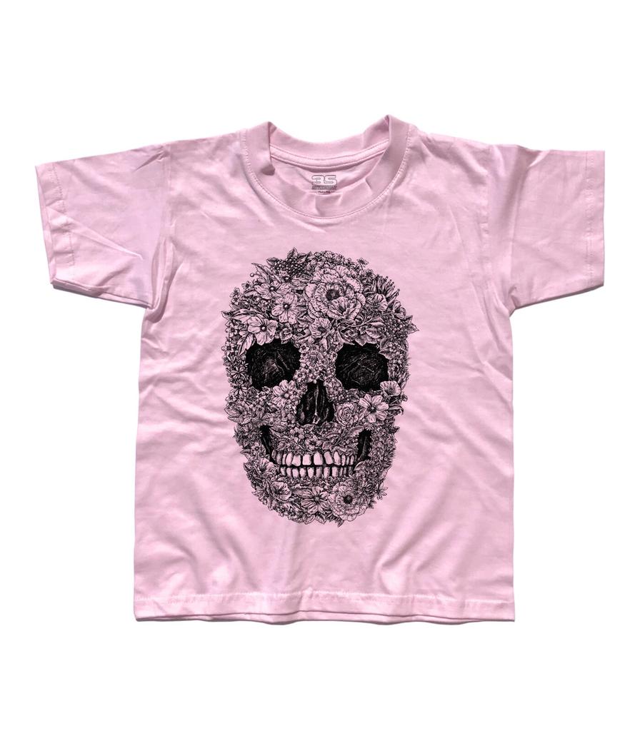 T-Shirt Child Skull Mexican Flowers Flower Traditional Tatuaggio