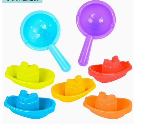 7 Piece Bath Toy Set with Floating Boats and Water Scoops for Toddlers and Infants Durable Plastic Construction for Water Play