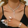 4PC Luxury Necklace Earrings Bracelet Ring Set Simple Women's Fashion Jewelry Kit  Wedding