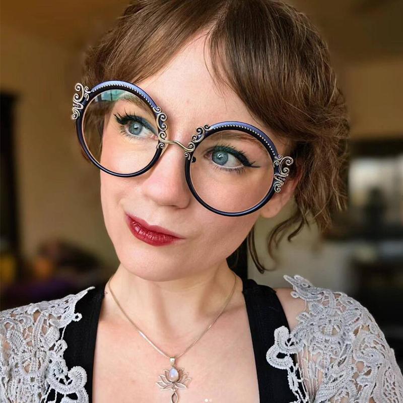 Unisex Metal Round Oversized Myopia Glasses Clear Vision Protection Computer Anti-Blue Light Ladies Nearsight Glasses for Women