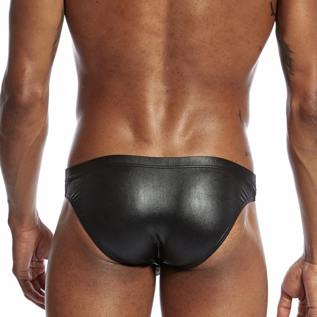 Pánské strečové punčochové kalhoty Hot Gold Leather Faux Leather Sexy slipy