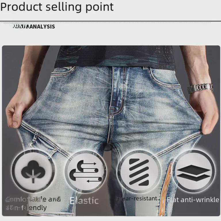 Herren Slim Fit Splicing Jeans: Neue stylische, schlichte und vielseitige Hosen.