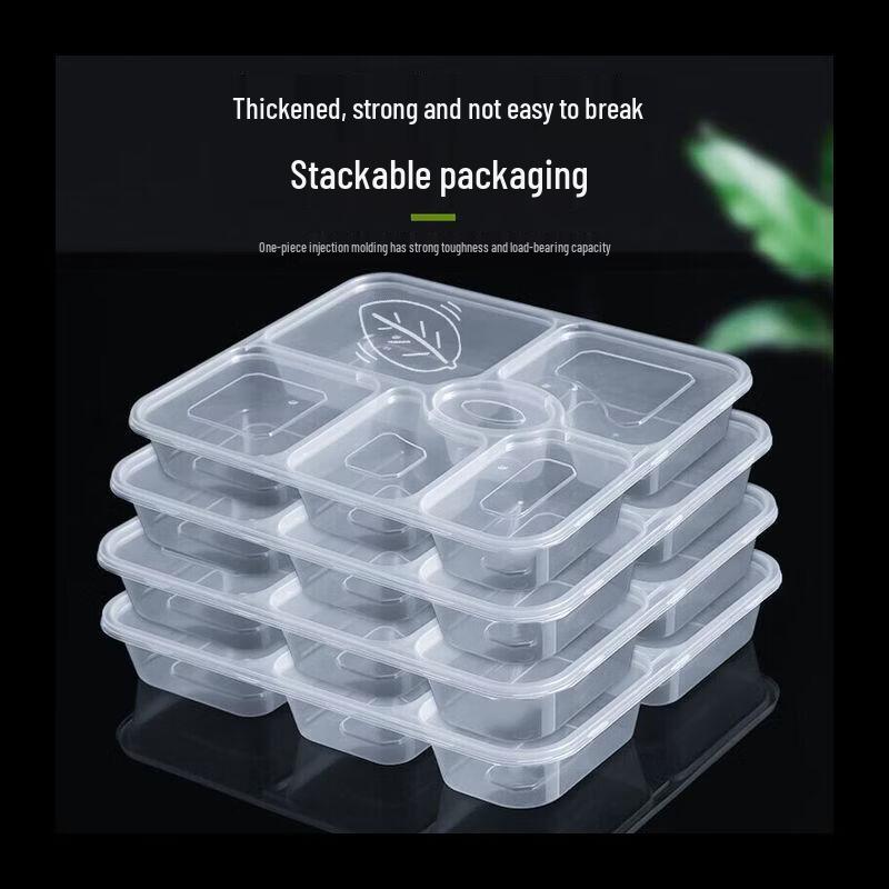 Shunda Shun 1200ml Disposable 6-Compartment Meal Prep Container (150 Sets)