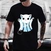Men's T-shirt Cute Boo Cat Halloween Party Classic Print Tshirts Fashion Trend T-shirts Spooky Season Casual Tee Clothes Tops