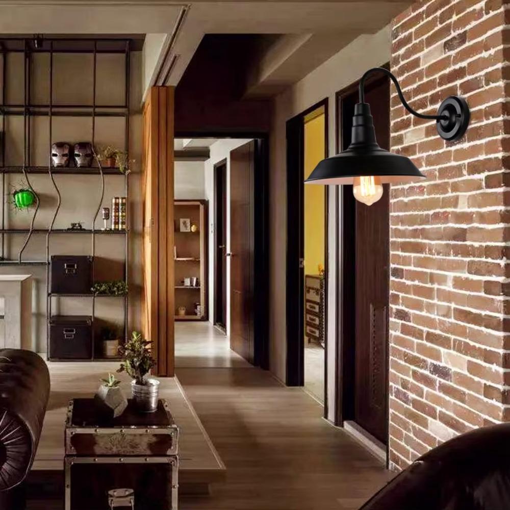 JOYINLED Vintage Iron Metallic Wall Light Industrial Decor Wall Sconce Courtyard Balcony Staircase Hallway Bedroom Dia.26 E27