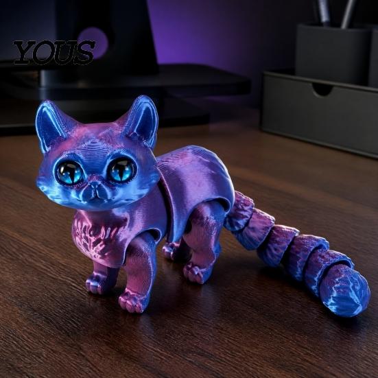 Handheld Decompression Toys 3D Printed Cat Toy, Articulated Movable Joint Figurine for Desk Fidget Office Decor, Cute Sensory Toy Kids Adults,