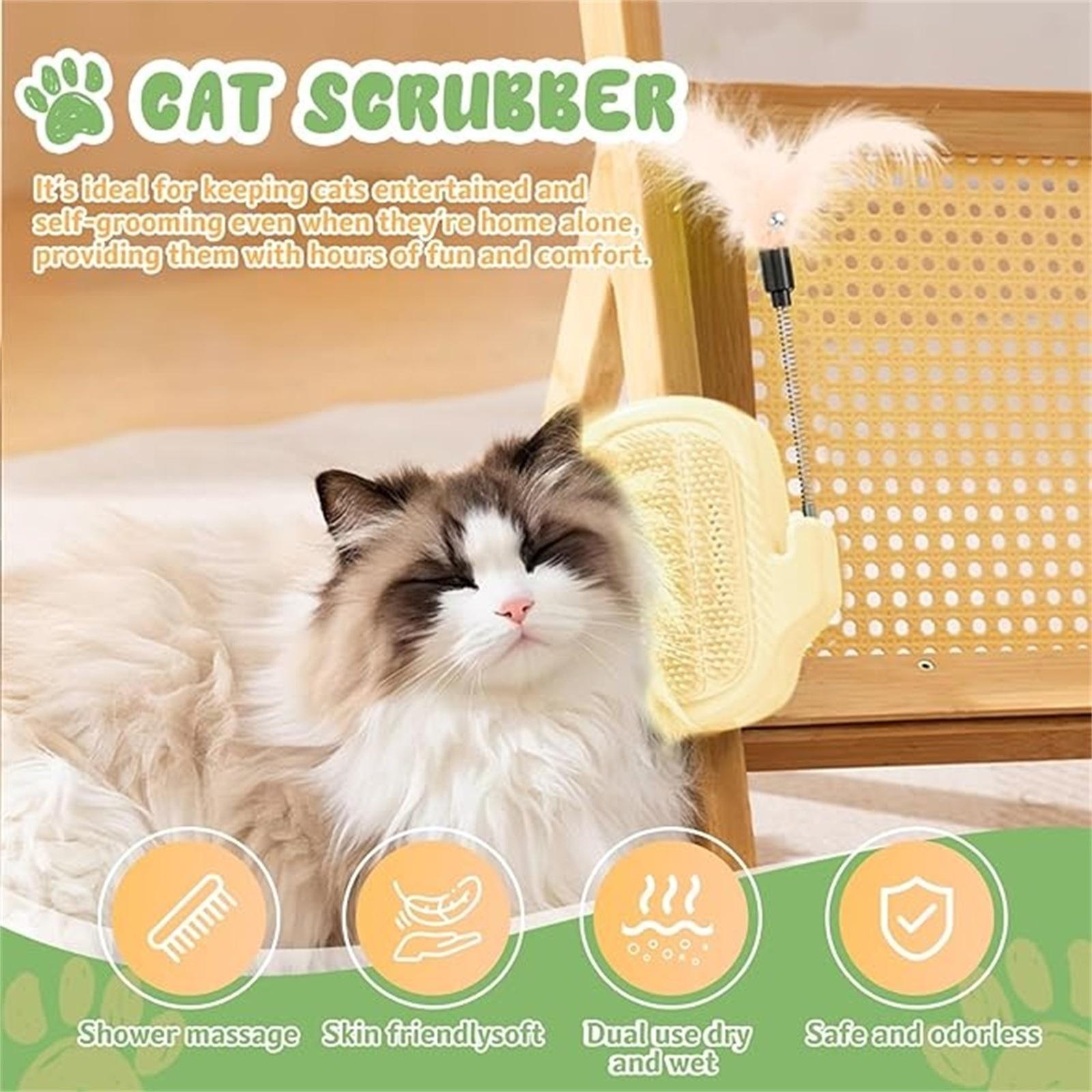 

Scratcher Toy 2 Pack – Stick- Corner Brush with & Teaser Wand, Self-Grooming Massage Toy for Indoor s(Cream Yellow) one size зелений